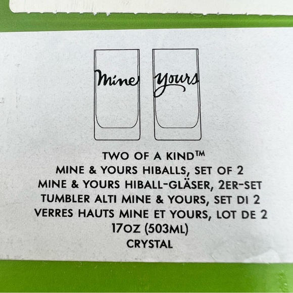 Kate Spade Lenox Crystal Two of a Kind Set of 2 Glasses “Mine” and “Yours” - Picture 8 of 10